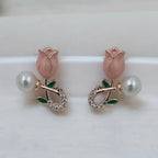Blooming Rose Pearl Earrings