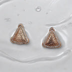 Intricate Rose Gold Triangle Stud Earrings