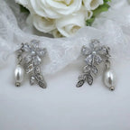 Crystal Blossom Pearl Drop Earrings