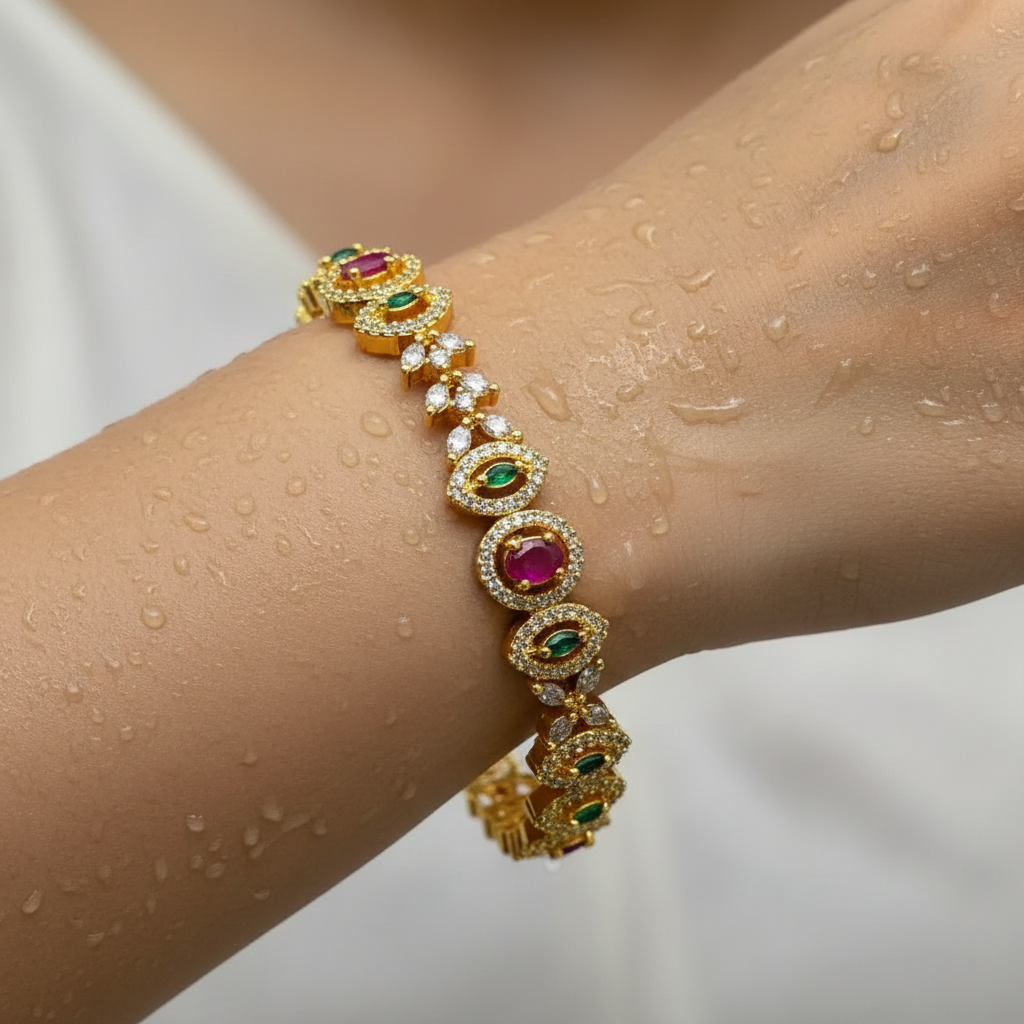 Regal Gemstone & Crystal Bangle Set