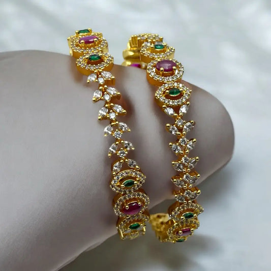 Regal Gemstone & Crystal Bangle Set
