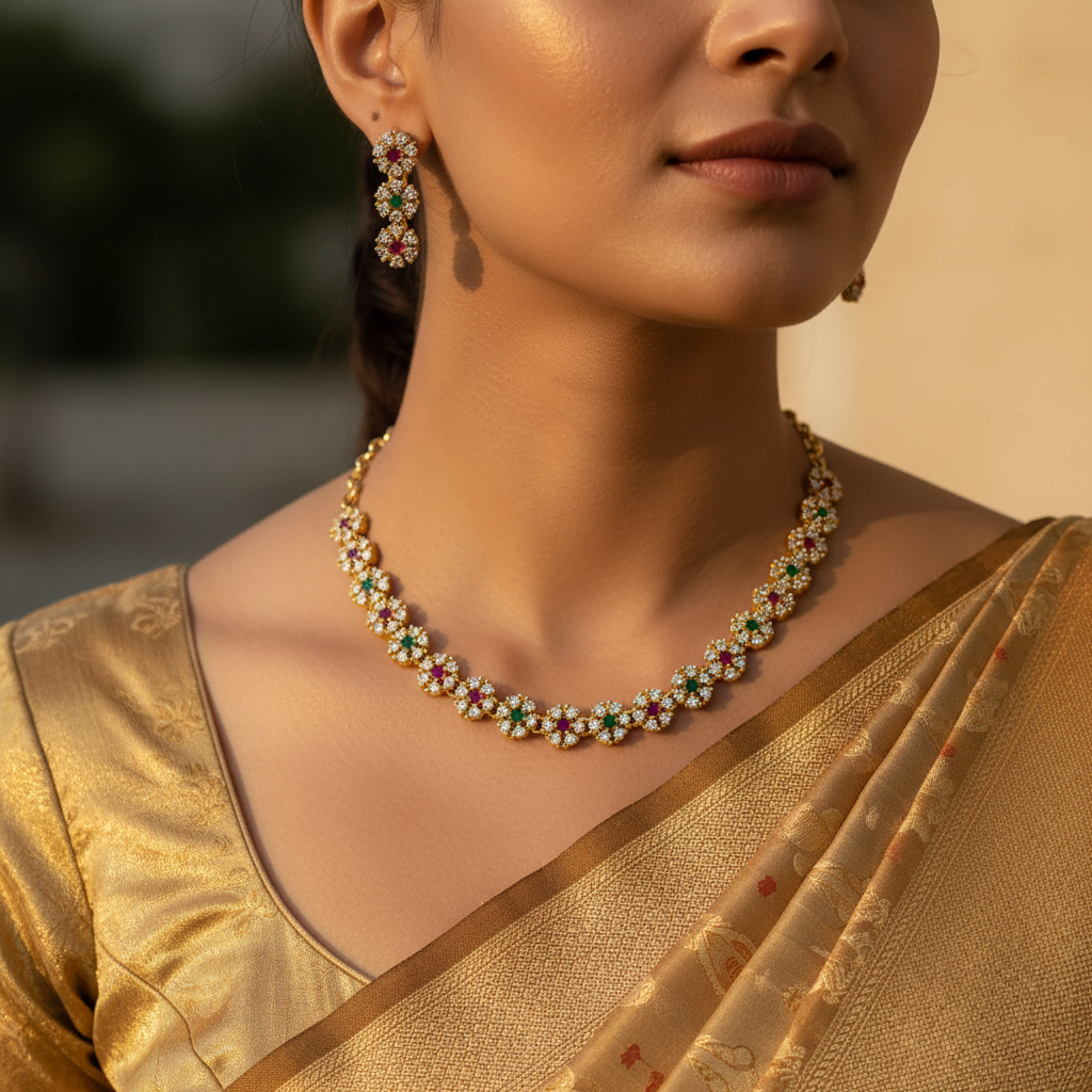 Floral Elegance Necklace and Earrings Set