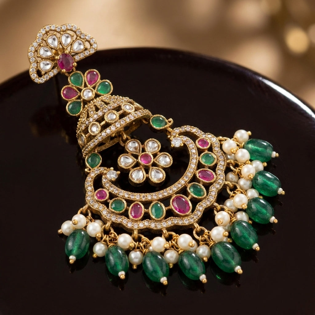 Meher Chandbali Earrings - macro detail