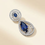 Midnight Blue Halo Drop Statement Earrings