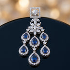 Midnight Sapphire Cascade Chandelier Earrings - macro detail