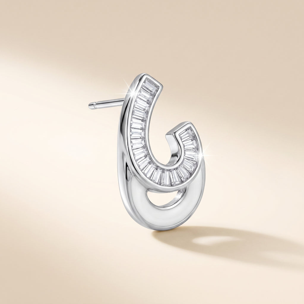 Modern Curve Crystal Stud Earrings