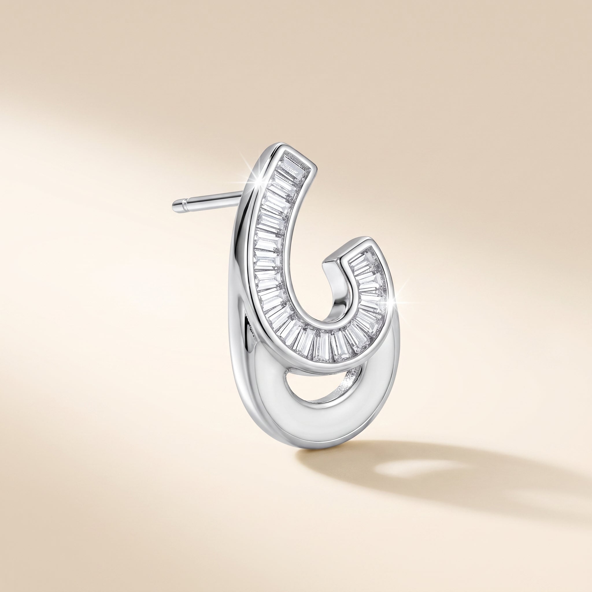 Modern Curve Crystal Stud Earrings