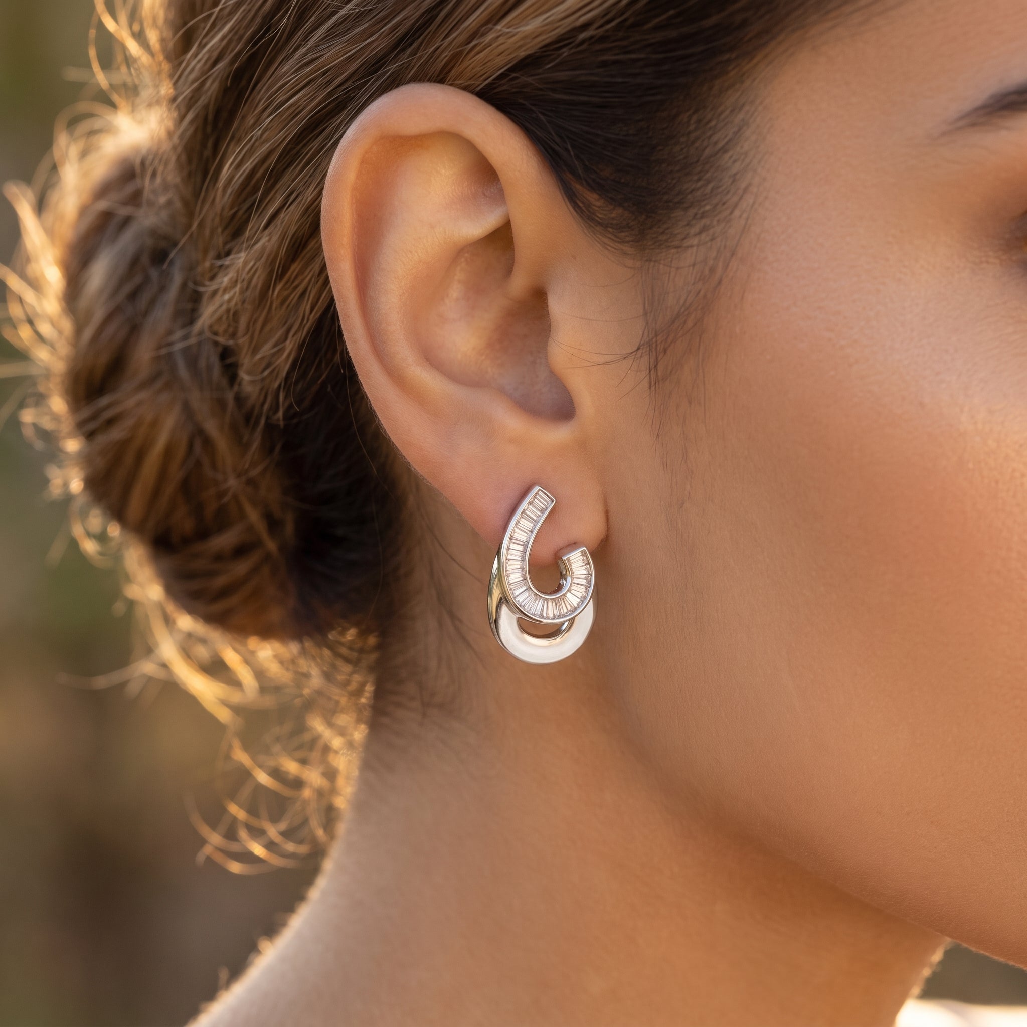 Modern Curve Crystal Stud Earrings