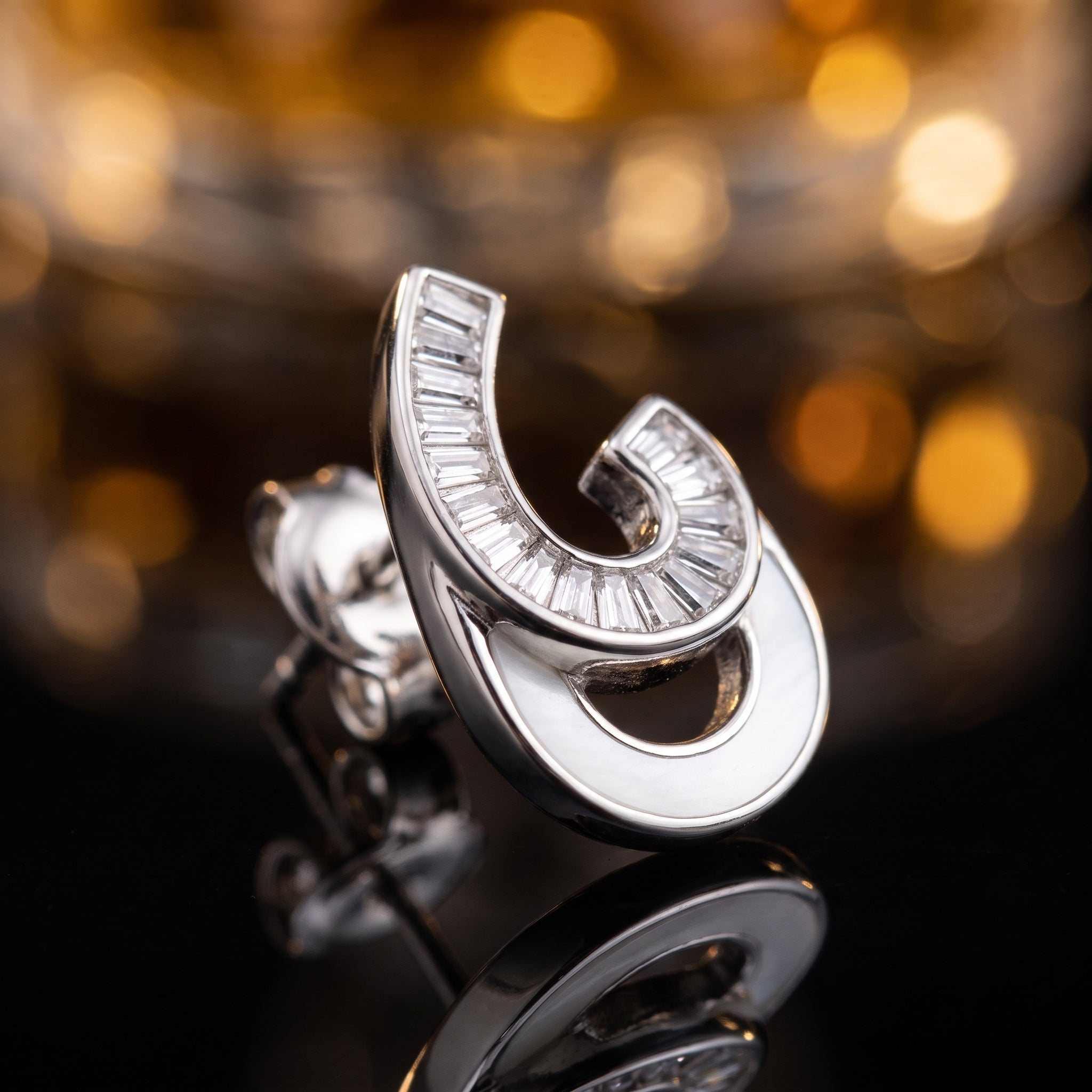 Modern Curve Crystal Stud Earrings