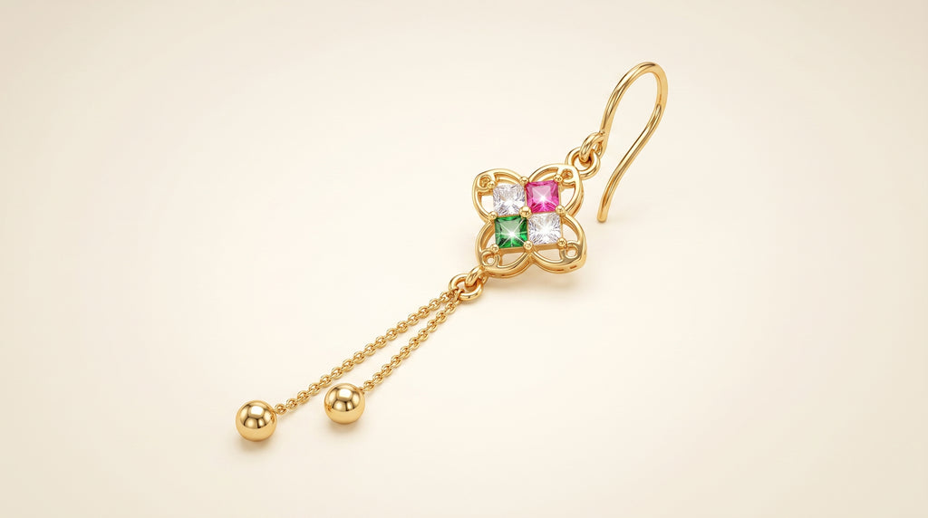 Multicolor Clover Tassel Drop Earrings