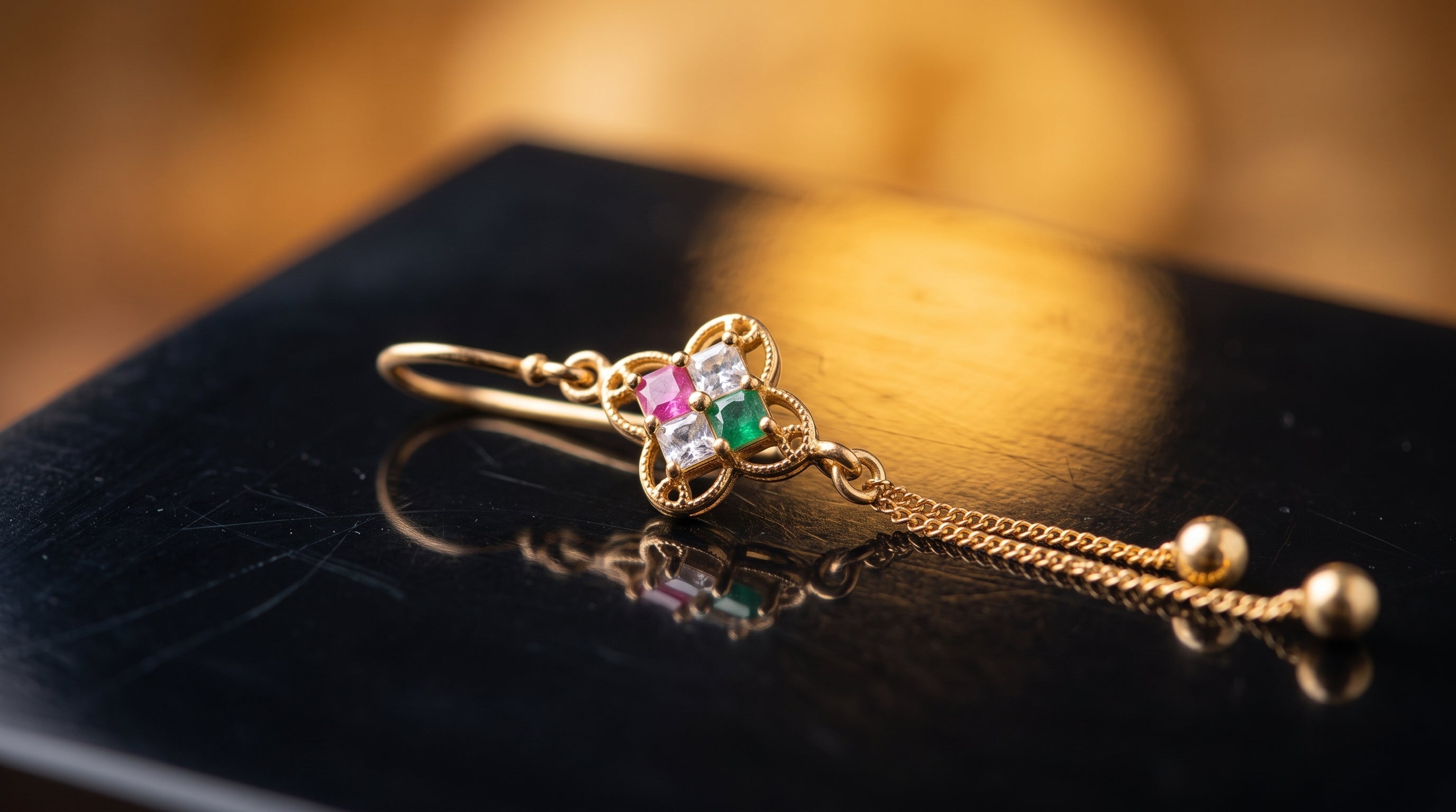 Multicolor Clover Tassel Drop Earrings