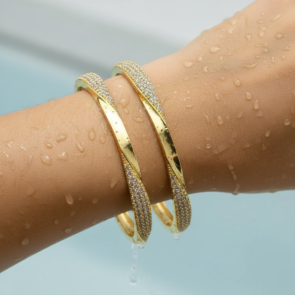 Twisted Elegance Gold Bangle Set