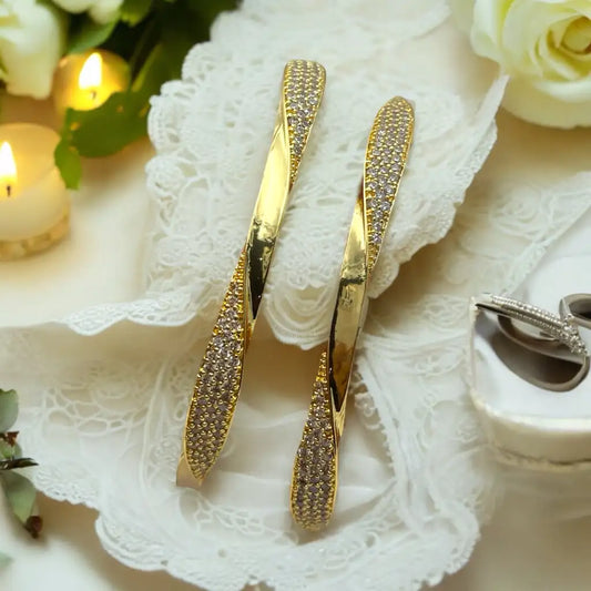 Twisted Elegance Gold Bangle Set