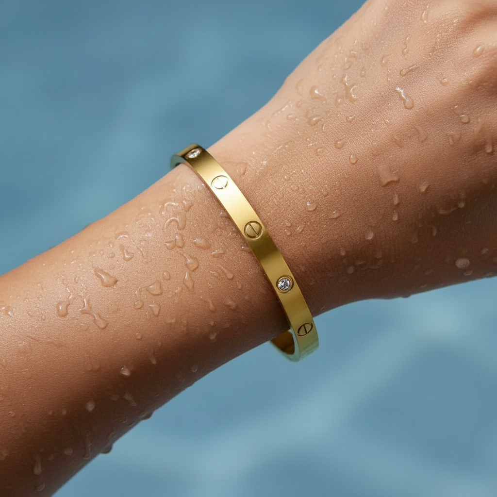 Classic Semi-Studded Gold Cuff