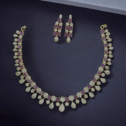 Regal Crystal & Gemstone Necklace and Earrings Set