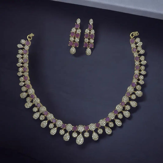 Regal Crystal & Gemstone Necklace and Earrings Set