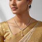Rose Gold Harmony American Diamond (AD) Necklace and Earrings Set