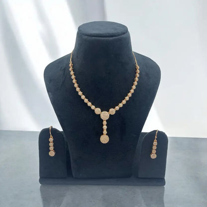 Rose Gold Harmony American Diamond (AD) Necklace and Earrings Set