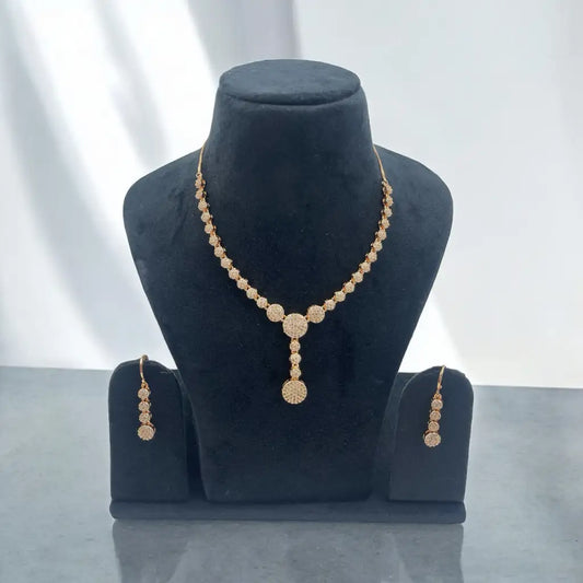 Rose Gold Harmony American Diamond (AD) Necklace and Earrings Set