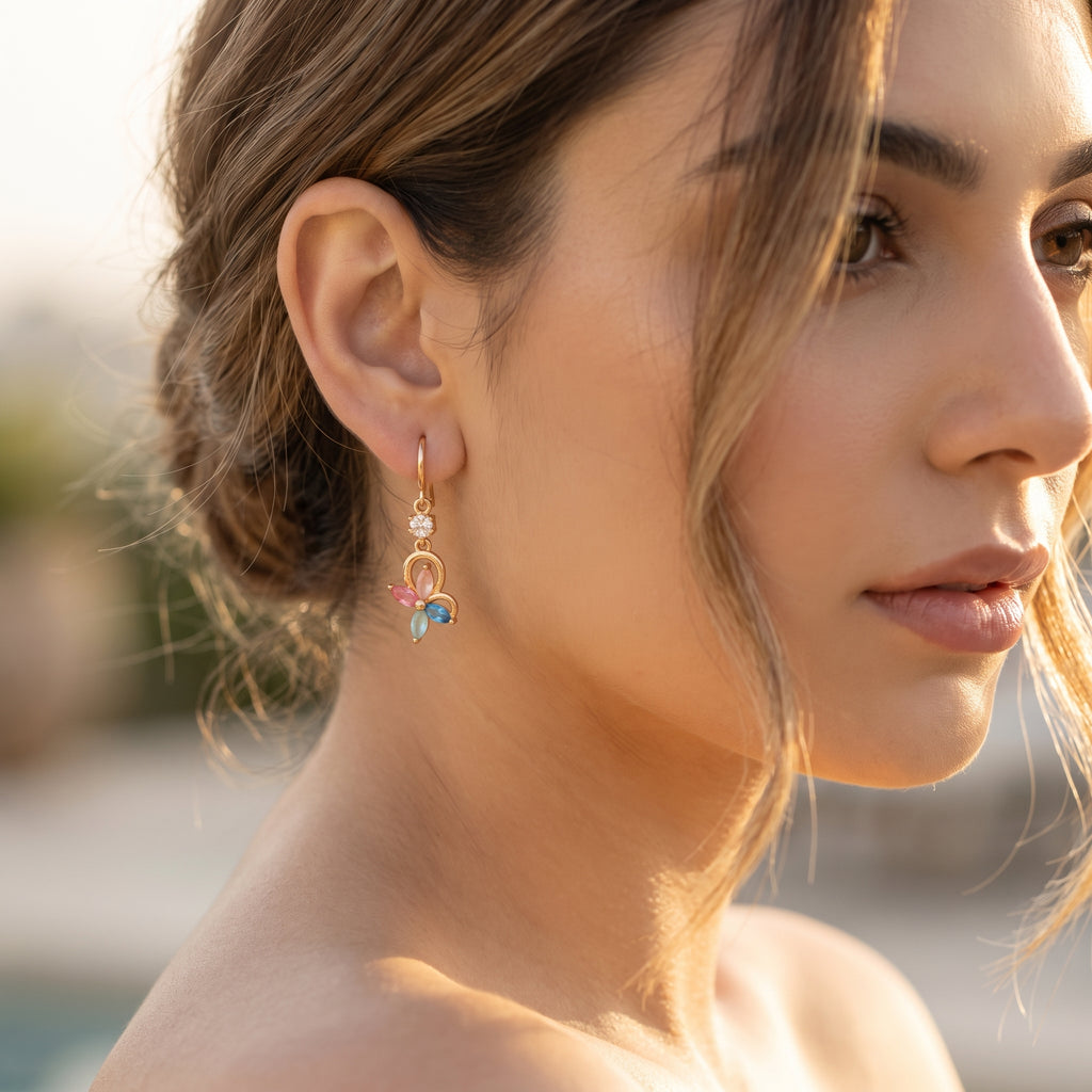 Pastel Petal Charm Drop Earrings