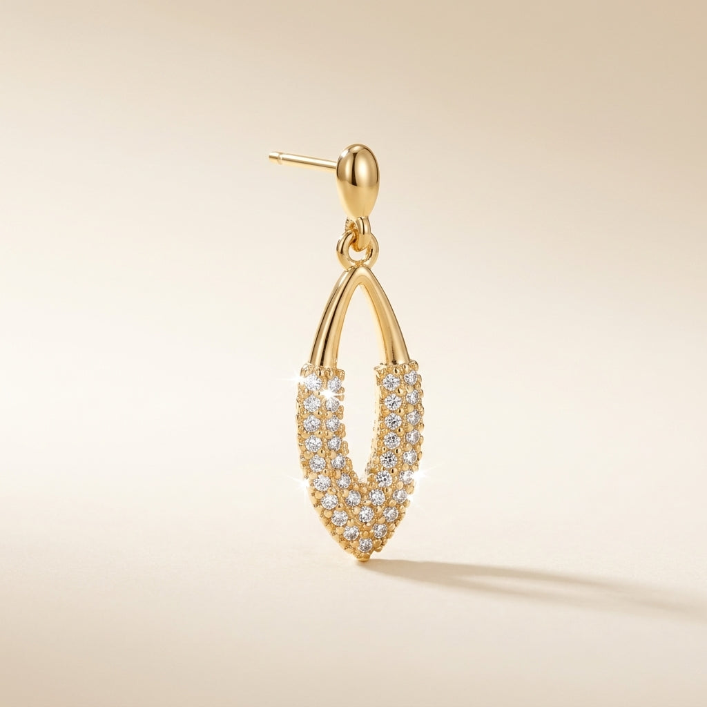 Pavé Oval Drop Loop Earrings