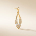 Pavé Oval Drop Loop Earrings