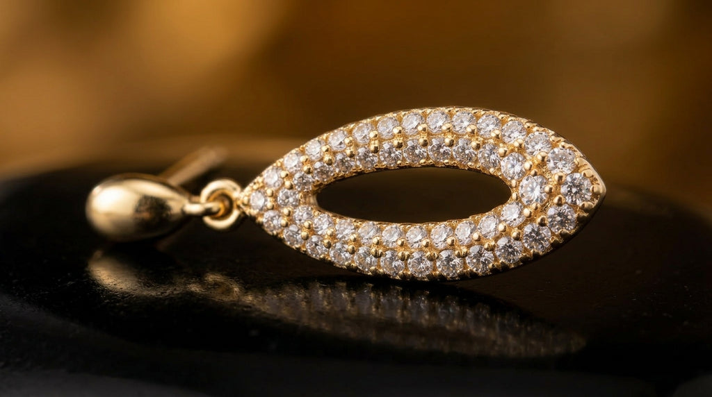 Pavé Oval Drop Loop Earrings