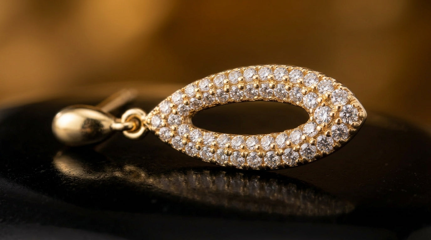 Pavé Oval Drop Loop Earrings