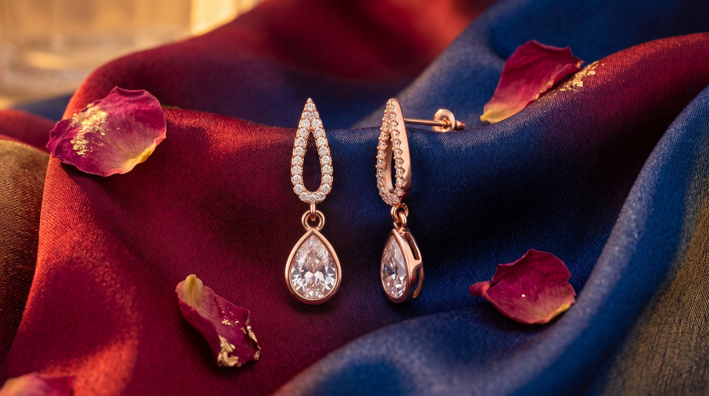 Pavé Teardrop Link Drop Earrings