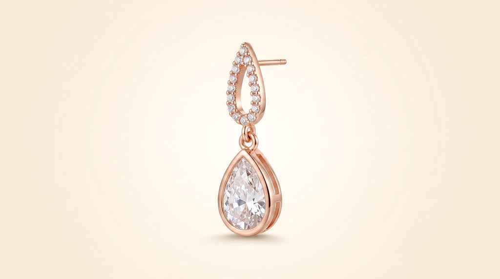 Pavé Teardrop Link Drop Earrings