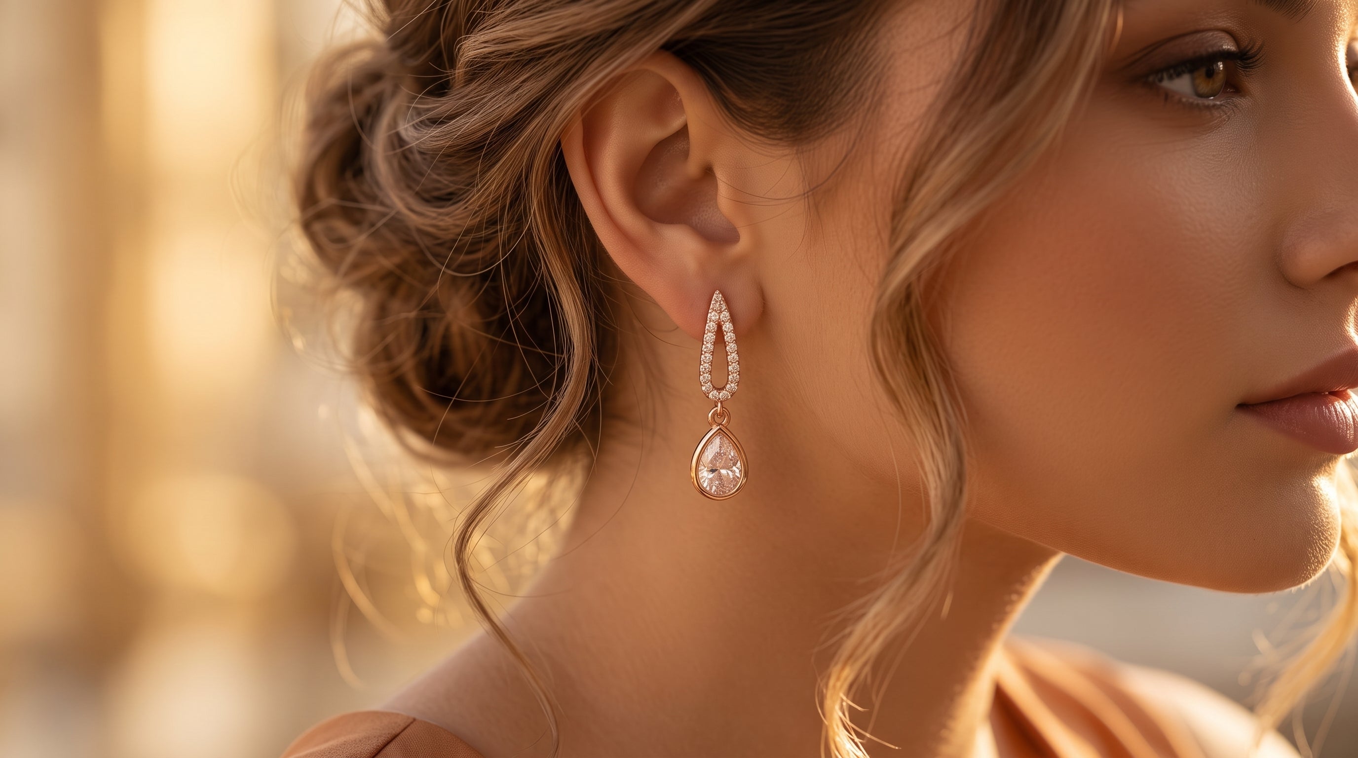 Pavé Teardrop Link Drop Earrings
