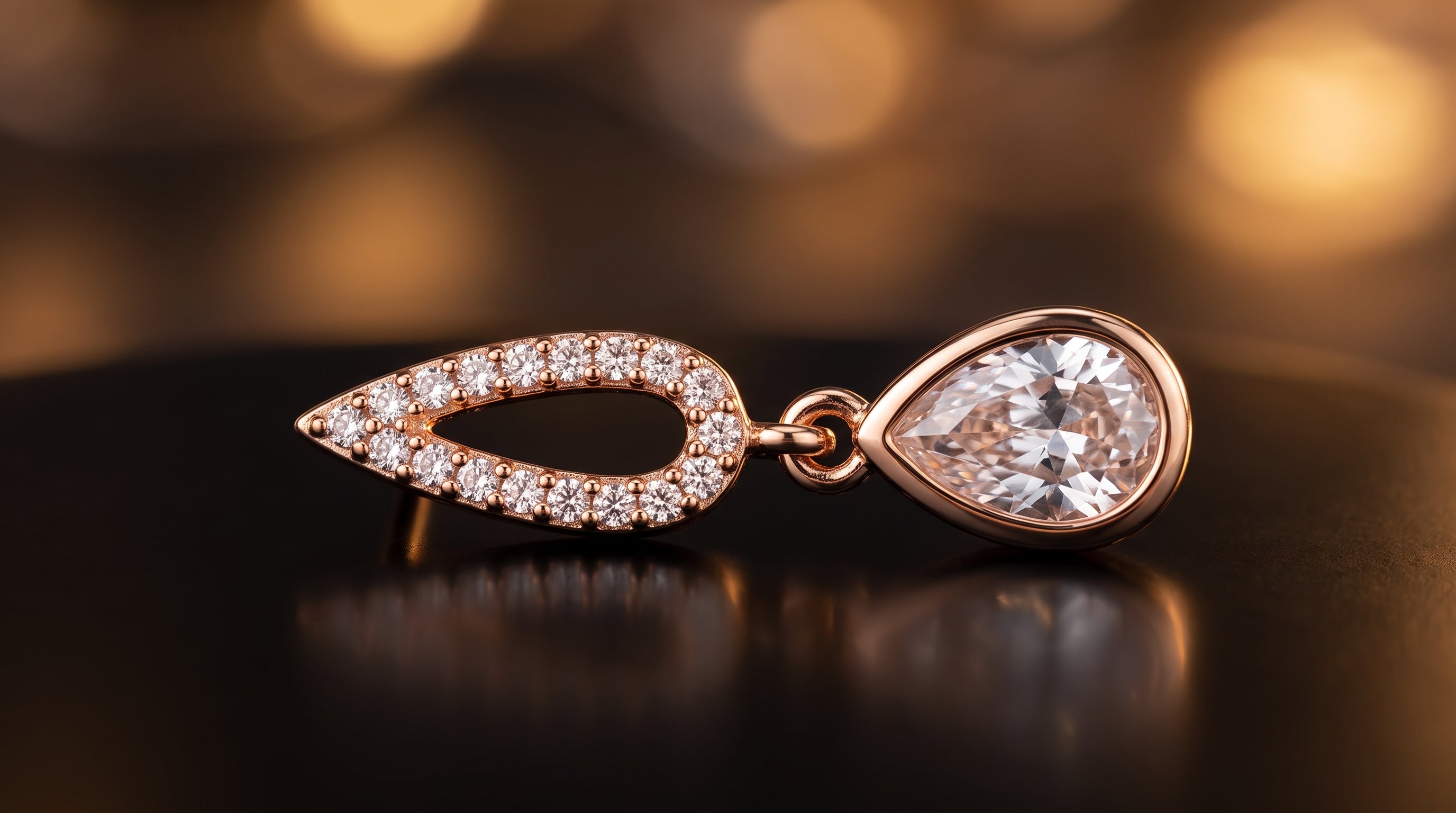 Pavé Teardrop Link Drop Earrings