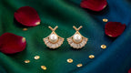 Pearl Halo Fan Stud Earrings