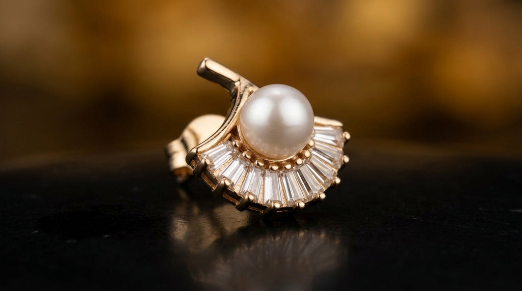 Pearl Halo Fan Stud Earrings