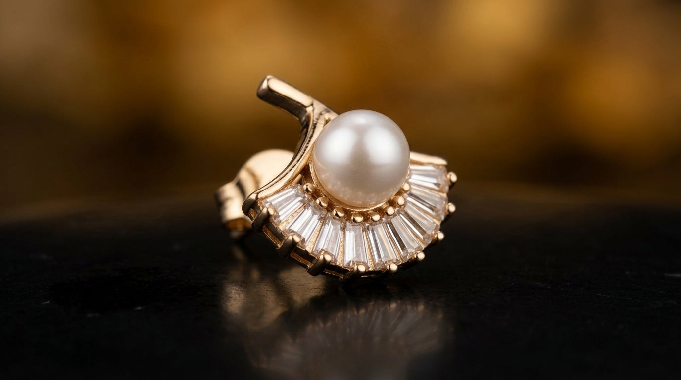 Pearl Halo Fan Stud Earrings