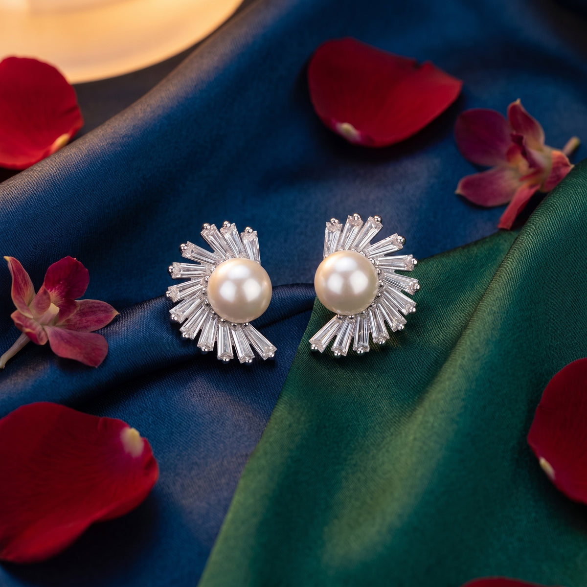 Pearl Radiance Sunburst Stud Earrings
