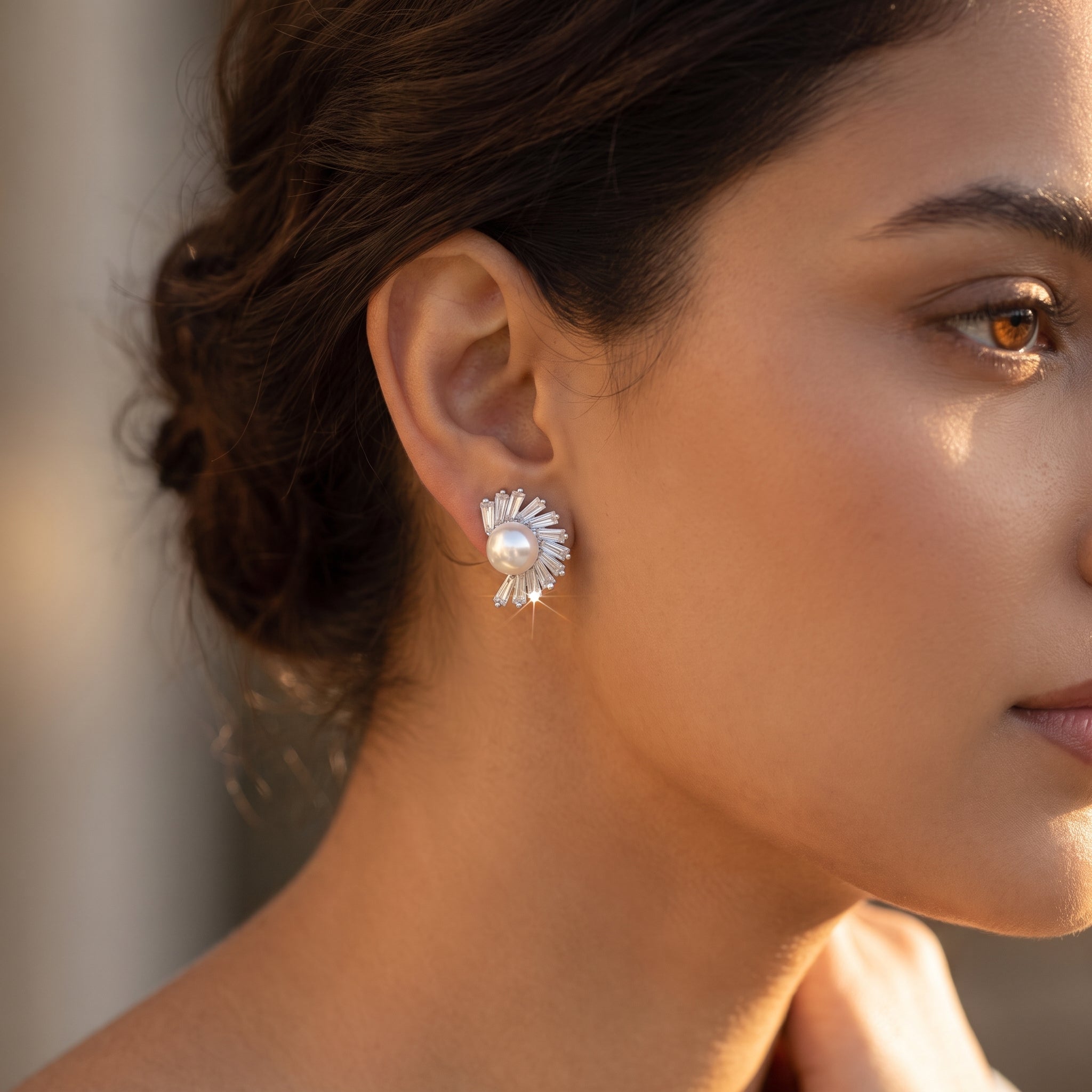 Pearl Radiance Sunburst Stud Earrings