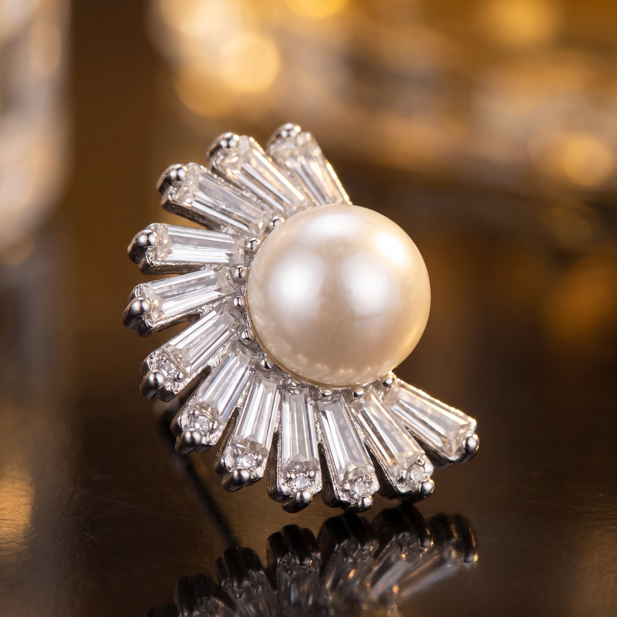 Pearl Radiance Sunburst Stud Earrings