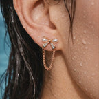 Pearl Bow Chain Drop Earrings