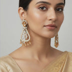 Peach Teardrop Chandelier Earrings