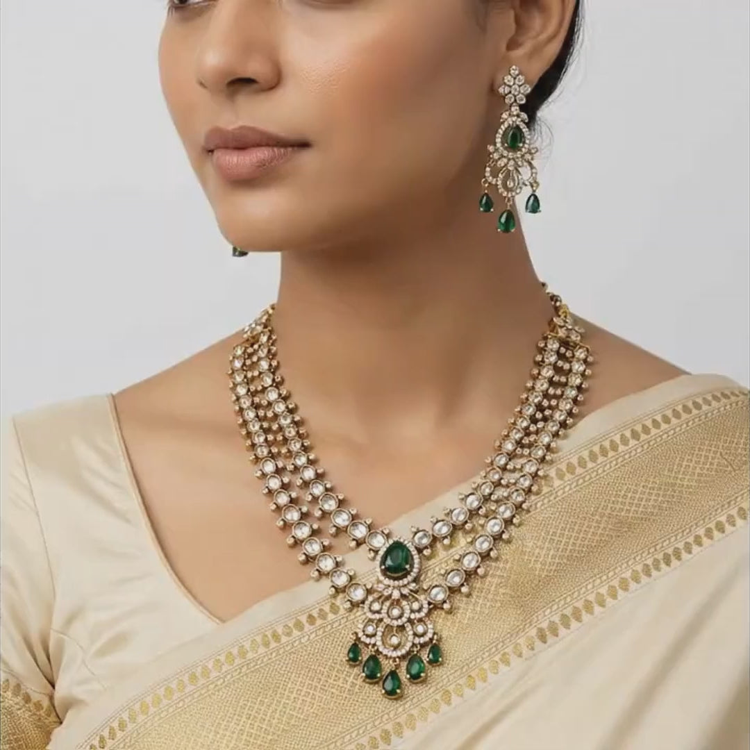 Emerald Royale Double-Line Necklace Set