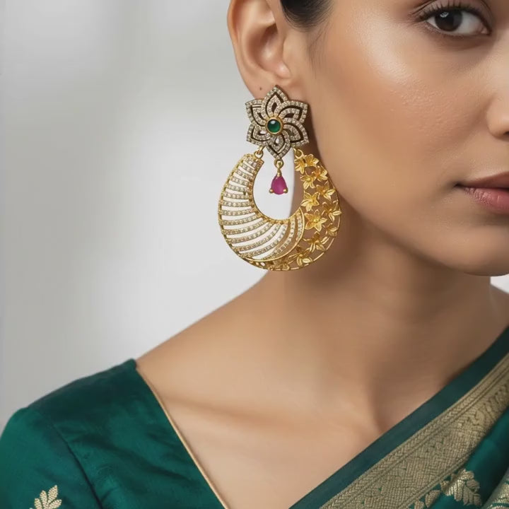 Floral Crescent Statement Earrings