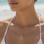 Rose Gold Floral Clover Crystal Pendant Necklace