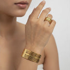 Textured Gold Wave Cuff & Ring Set