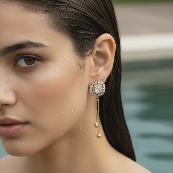 Royal Halo Tassel Drop Earrings