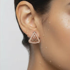 Rose Gold Filigree Triangle Stud Earrings