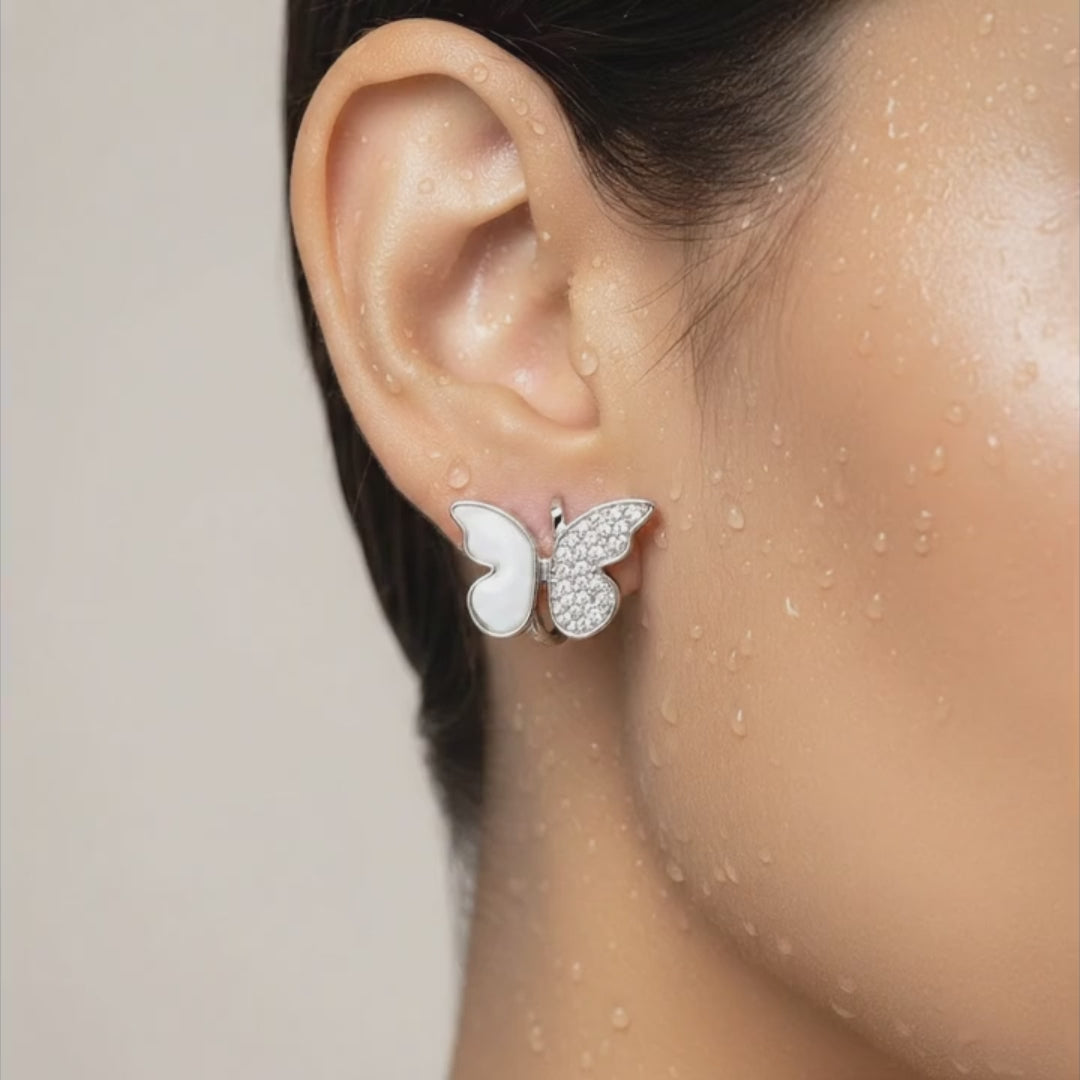 Dual-Tone Butterfly Huggie Earrings