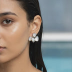 Mother-of-Pearl Heart Cluster Stud Earrings