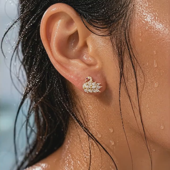 Majestic Shimmering Swan Earrings