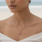 Rose Gold Floral Clover Crystal Pendant Necklace